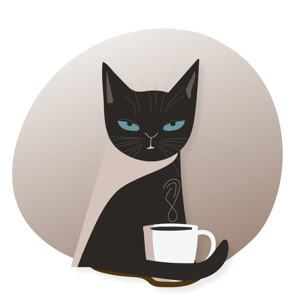 Chat tenant un mugs et tasses chat dans sa main