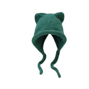 South Korea Instagram Cute Cat Ear Knitted Hat Women's Japanese Tie All Warm Windproof Ear Protective Hat Tie Hat Women's Hat Vraiment-chat