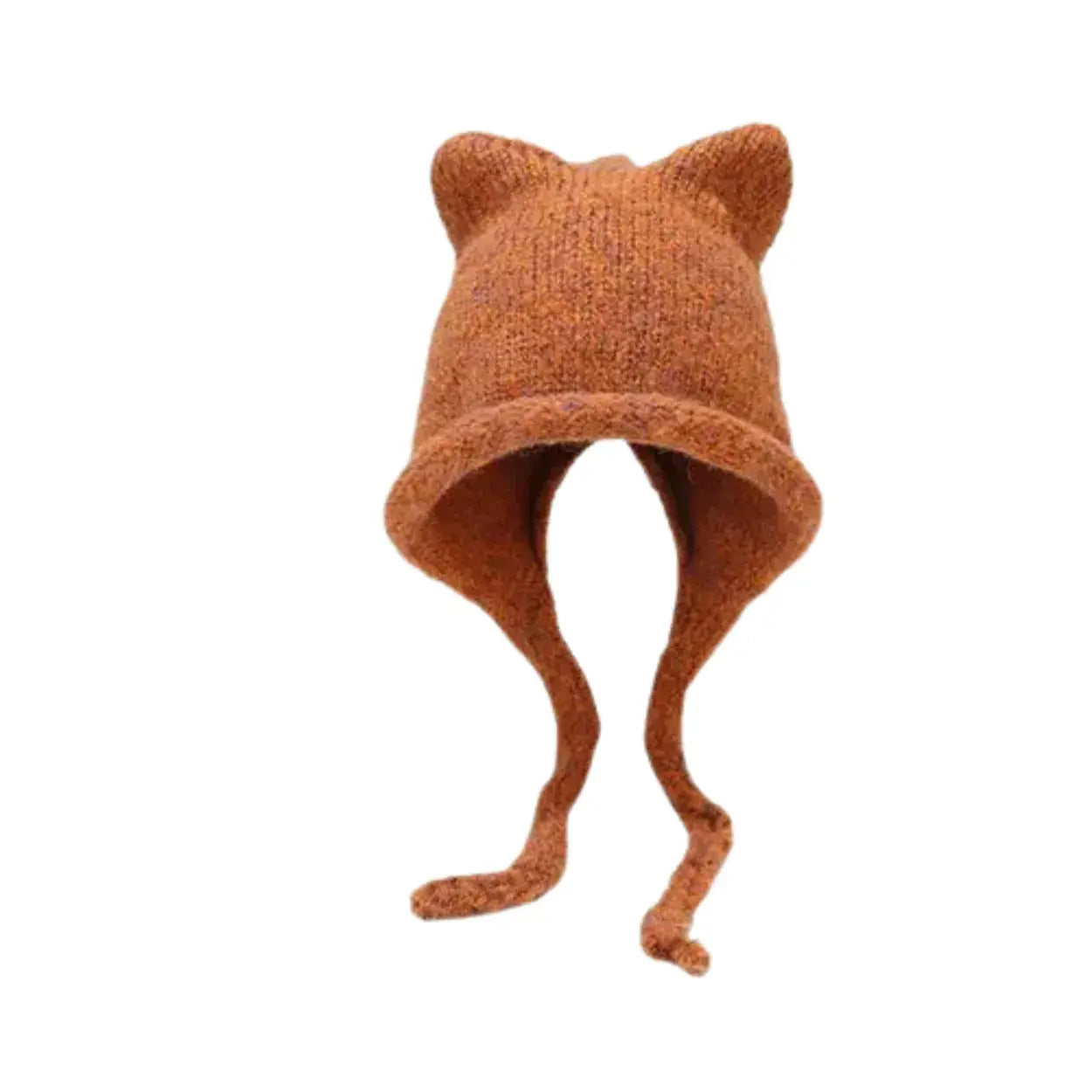 South Korea Instagram Cute Cat Ear Knitted Hat Women's Japanese Tie All Warm Windproof Ear Protective Hat Tie Hat Women's Hat Vraiment-chat