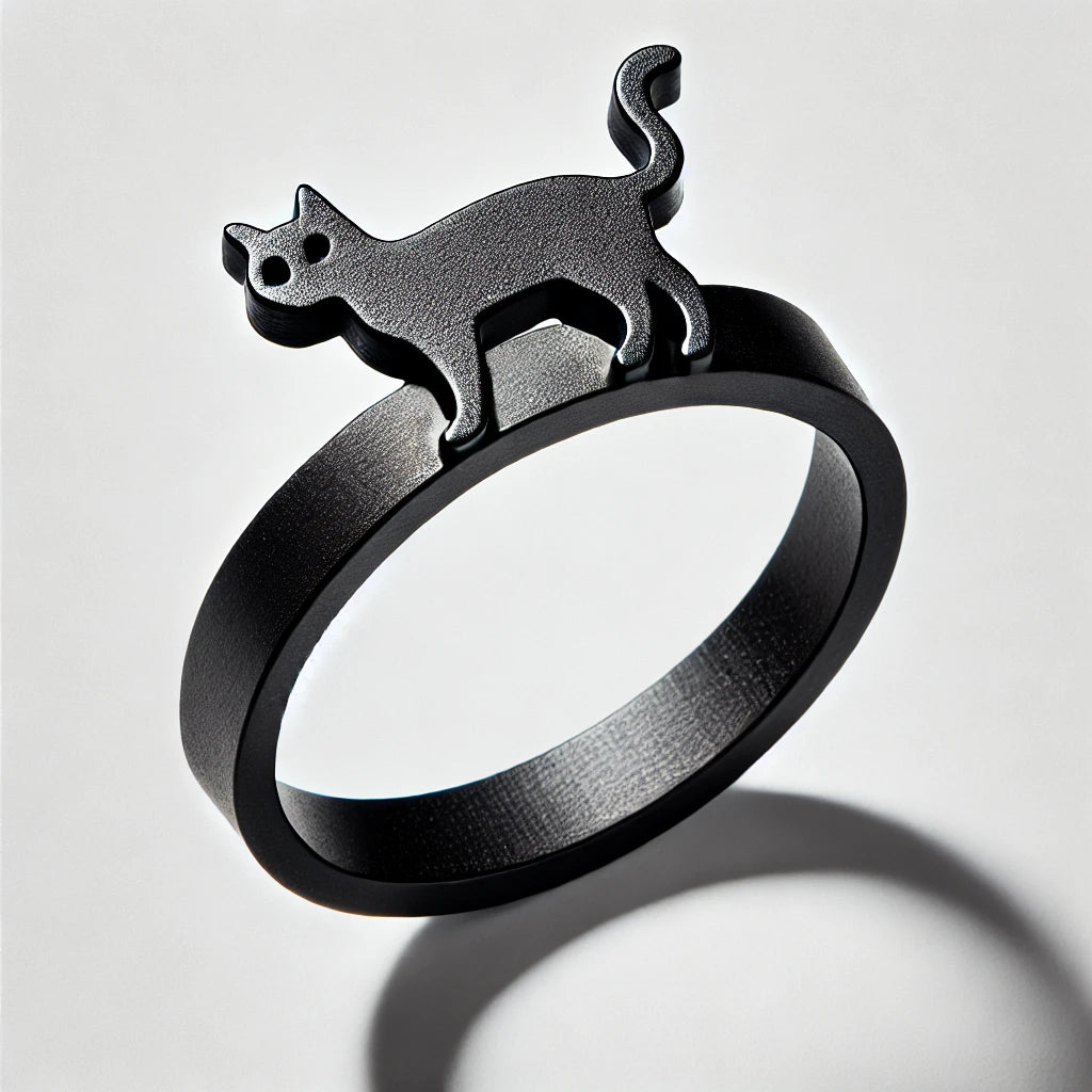 Bague en forme de chat noir