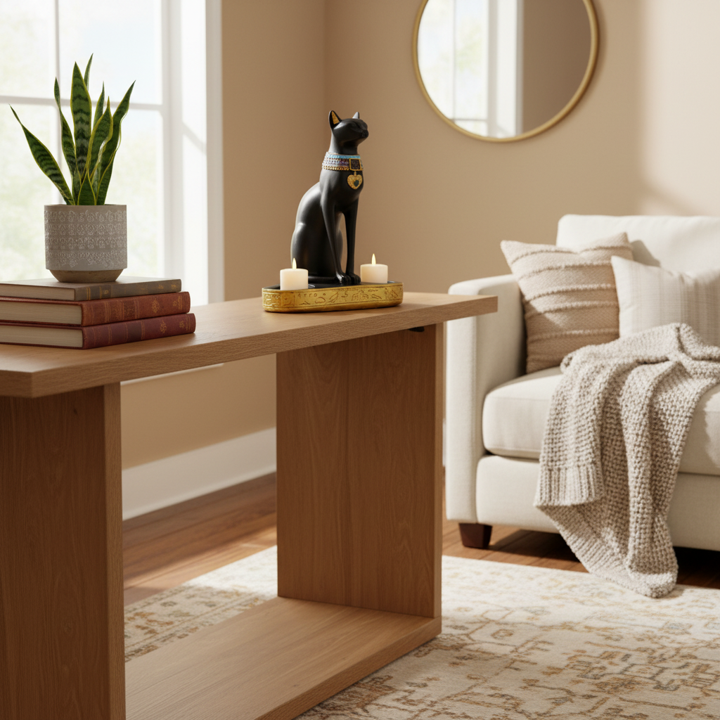 Statue de Chat Egyptien Porte Bougie