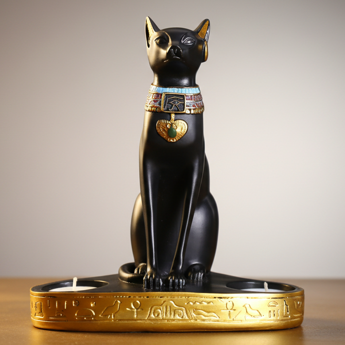Statue de Chat Egyptien Porte Bougie