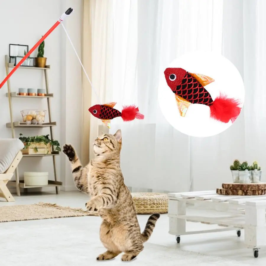 Jouet pour Chat <br/>Baguette Chat avec Poisson Rouge - Vraiment-chat