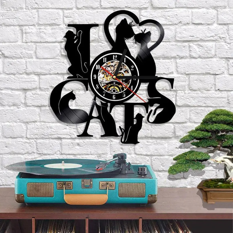 Horloge murale Vinyle Cats - Vraiment-chat