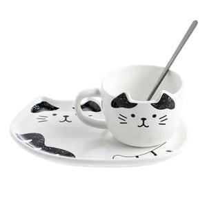 Tasse et Soucoupe Chat en Céramique - Vraiment-chat