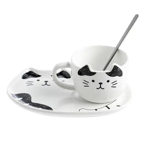 Tasse et Soucoupe Chat en Céramique - Vraiment-chat
