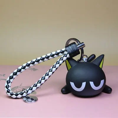 Porte-clef Chat Noir Couché avec Tresse - Vraiment-chat