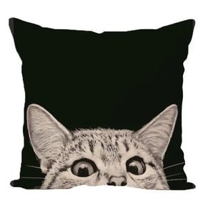 Housse de Coussin Chat Curieux - Vraiment-chat