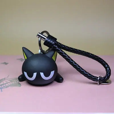 Porte-clef Chat Noir Couché avec Tresse - Vraiment-chat