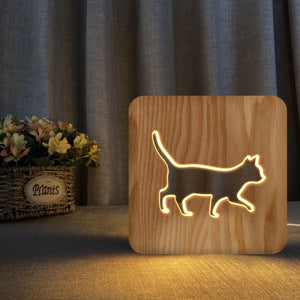 Lampe Chat en Bois - Vraiment-chat