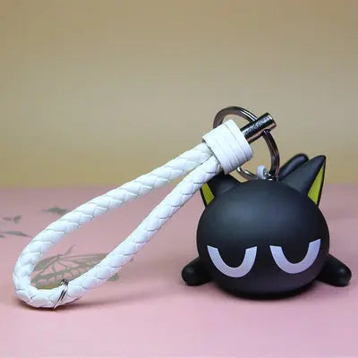 Porte-clef Chat Noir Couché avec Tresse - Vraiment-chat