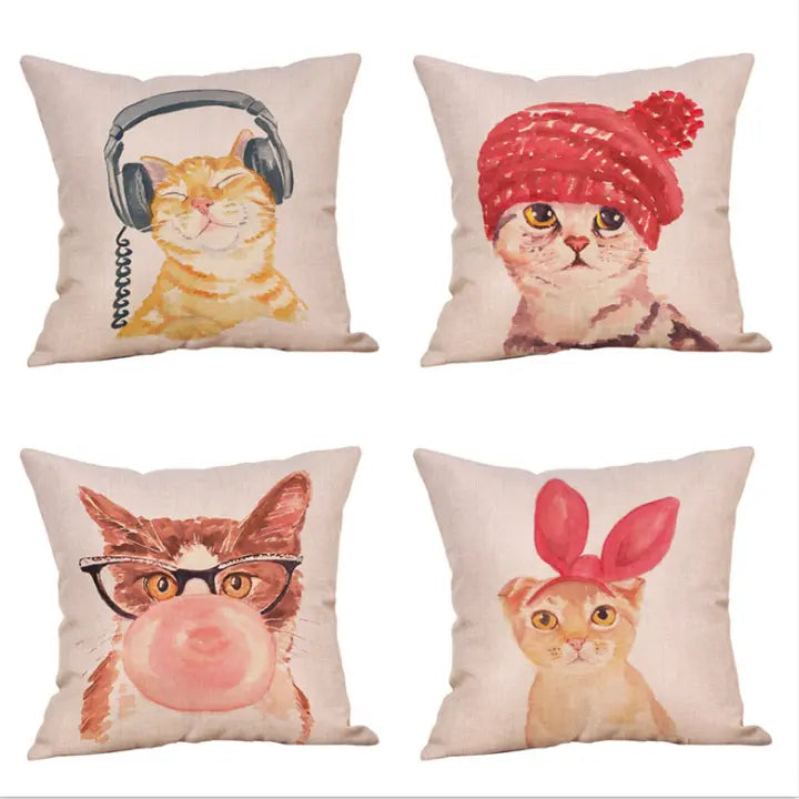 Housse de Coussin avec Imprimé Chat - Vraiment-chat