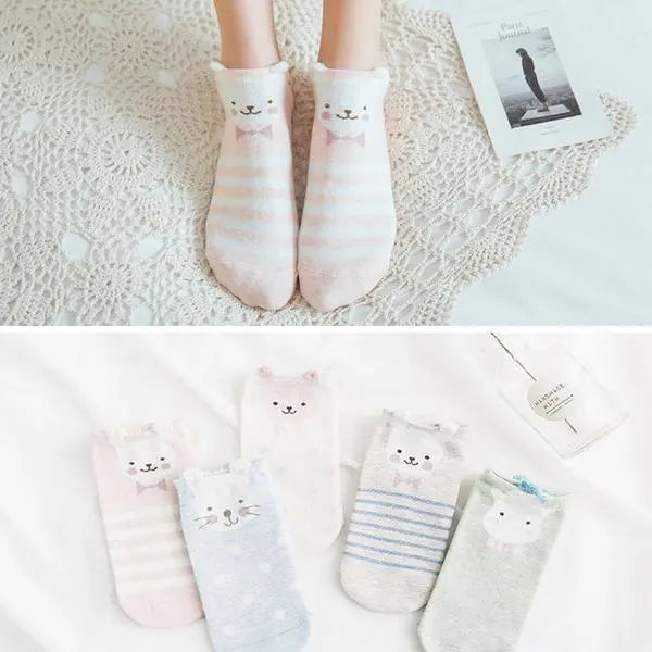 Soquettes Chat<br/>Mignonnes 5 paires - Vraiment-chat