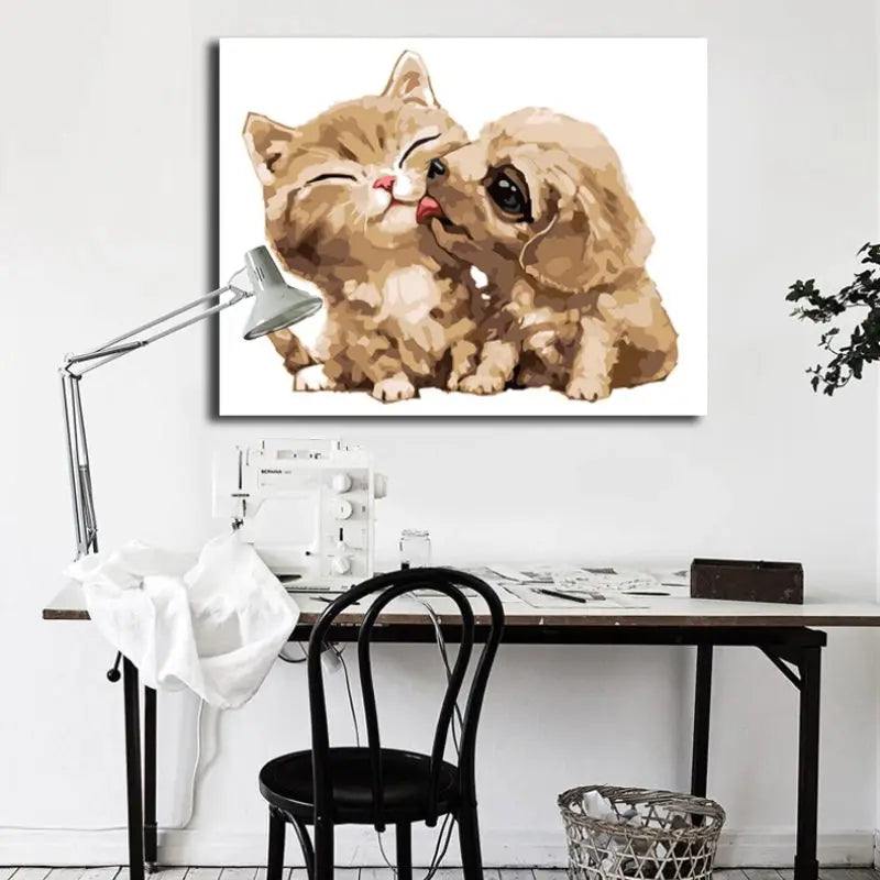 Peinture par Numéro Chaton et Chiot - Vraiment-chat