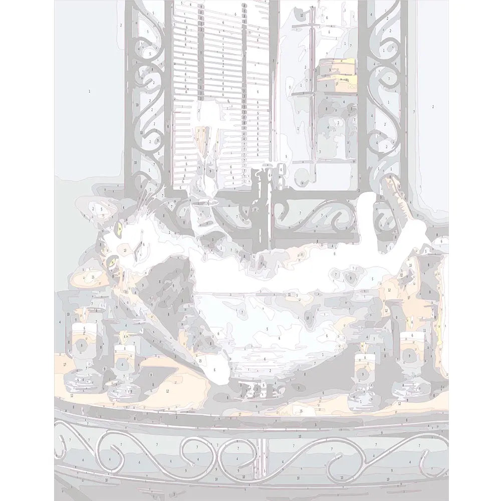 Peinture par numéro Chat et son verre de Champagne - Vraiment-chat