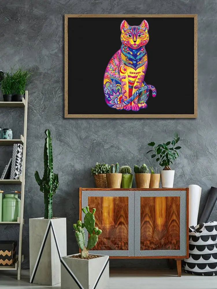 Puzzle en bois Chat assis de face 138pcs - Vraiment-chat