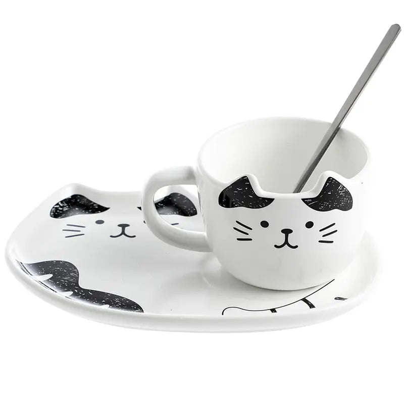 Tasse et Soucoupe Chat en Céramique - Vraiment-chat