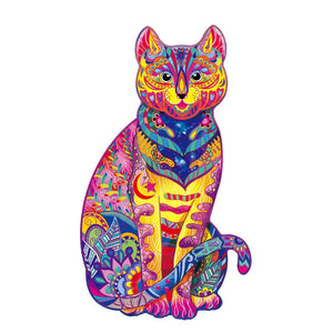 Puzzle en bois Chat assis de face 138pcs - Vraiment-chat