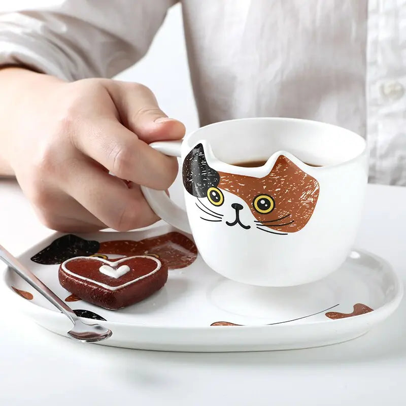 Tasse et Soucoupe Chat en Céramique - Vraiment-chat