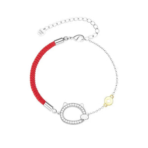 Bracelet Chat Rouge avec pierres brillantes - Vraiment-chat