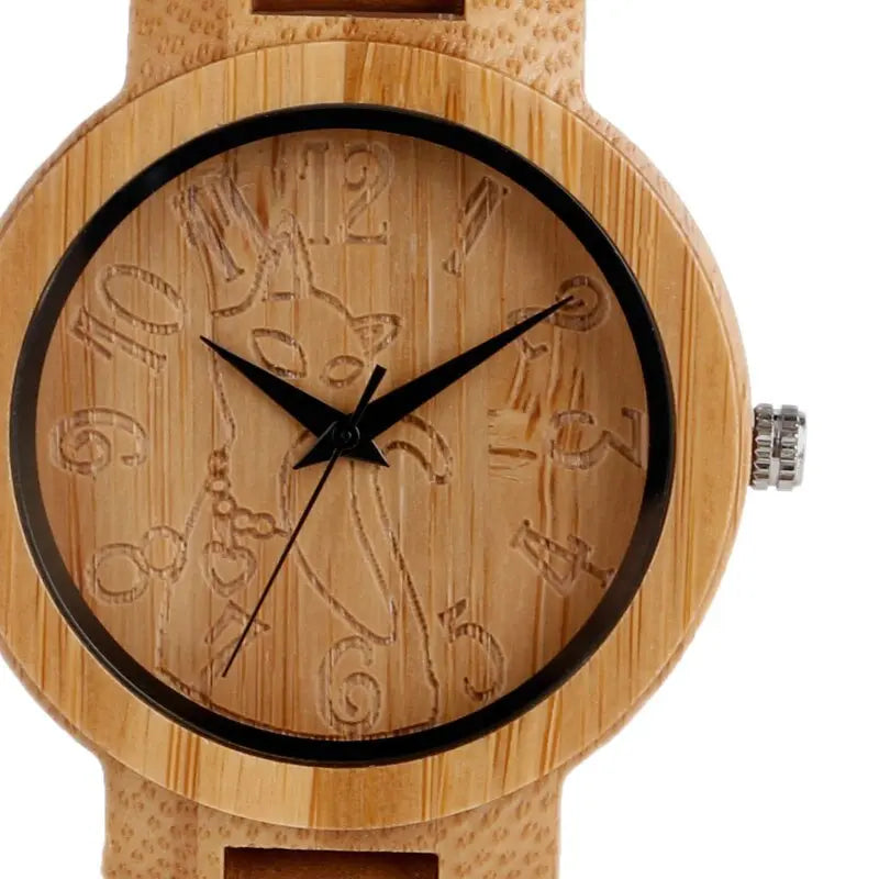 Montre Chat en Bois - Vraiment-chat