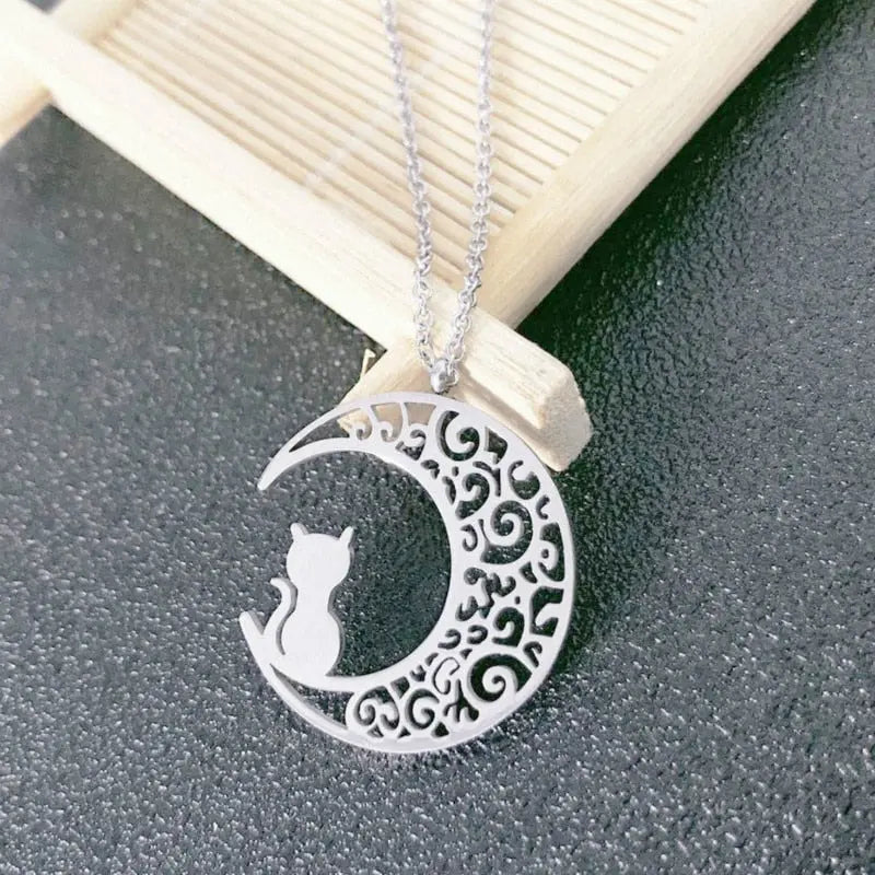 Pendentif Chat au Croissant de Lune - Vraiment-chat