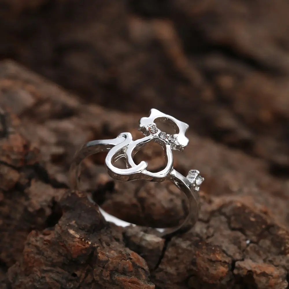 Bague Chat Fantaisie Plaqué Argent - Vraiment-chat