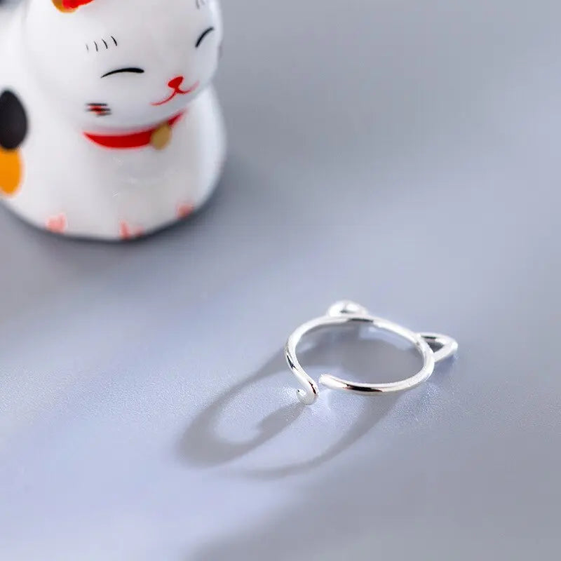 Bague Chat avec Oreilles en Argent Vraiment-chat