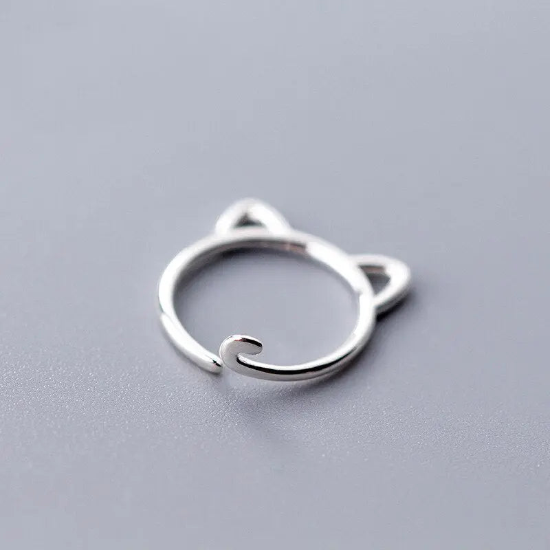 Bague Chat avec Oreilles en Argent Vraiment-chat