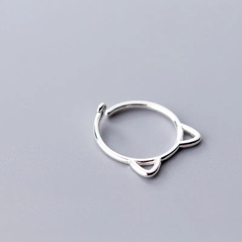 Bague Chat avec Oreilles en Argent Vraiment-chat