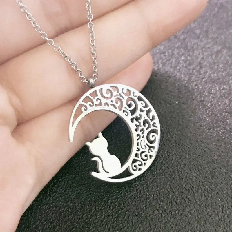 Pendentif Chat au Croissant de Lune - Vraiment-chat