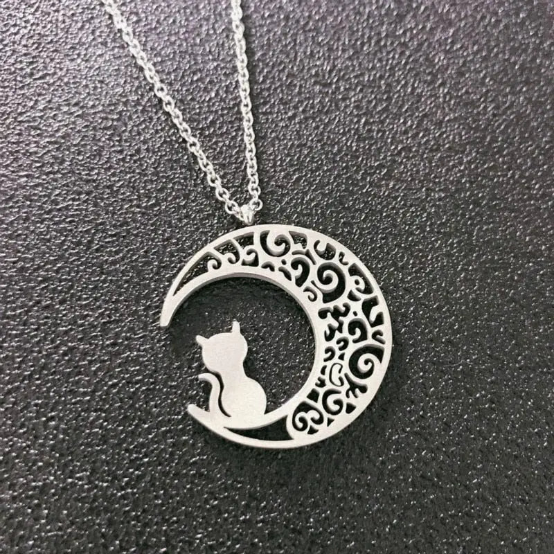 Pendentif Chat au Croissant de Lune - Vraiment-chat