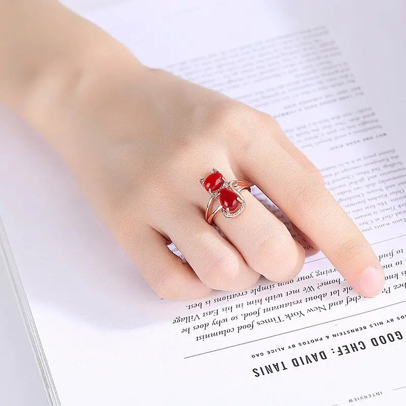 Bague Chat avec Gemme - Vraiment-chat