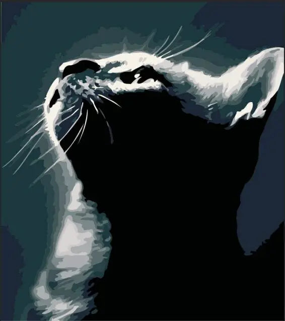 Peinture par Numéro Chat Noir et Gris - Vraiment-chat