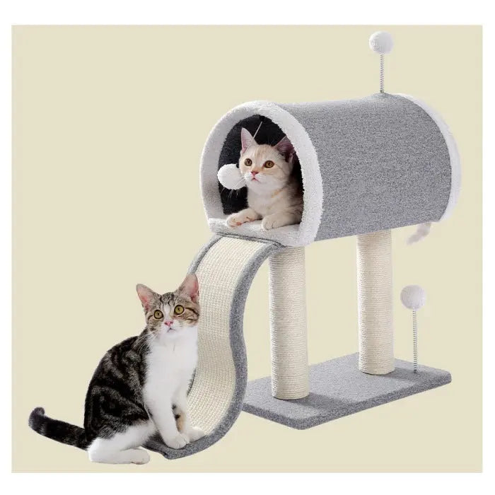 Arbre à Chat Gris avec Rampe ondulée Vraiment-chat