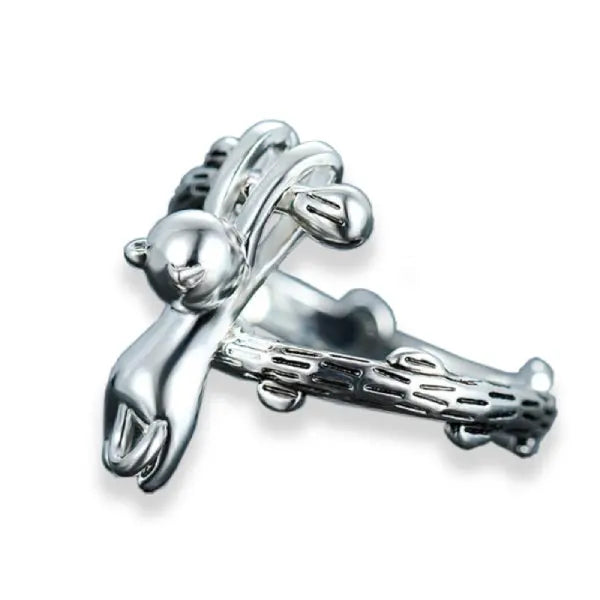 Bague Chat Accroché à une Branche (Argent) - Vraiment-chat