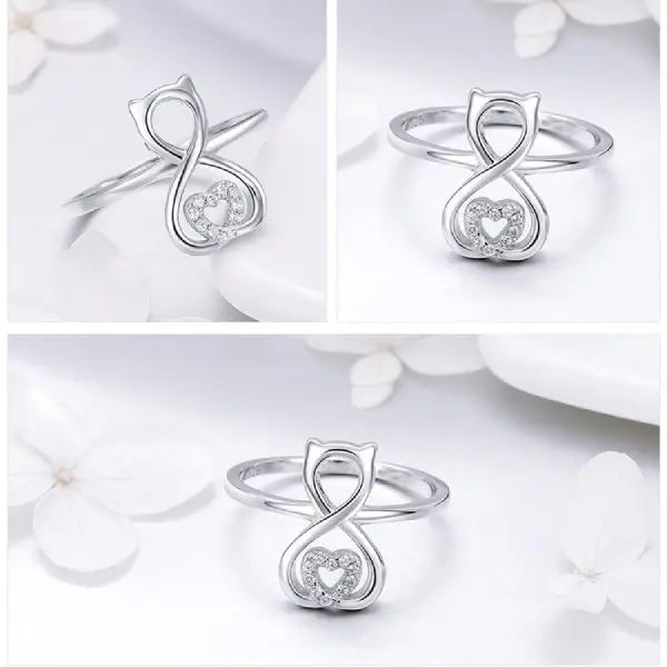 Bague Chat Amour infini (Argent) - Vraiment-chat