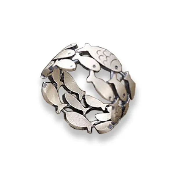 Bague Chat Banc de Poissons (Argent) - Vraiment-chat