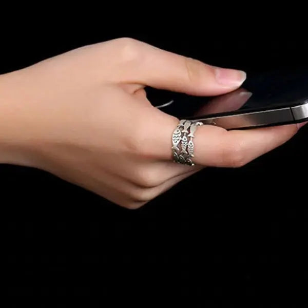 Bague Chat Banc de Poissons (Argent) - Vraiment-chat