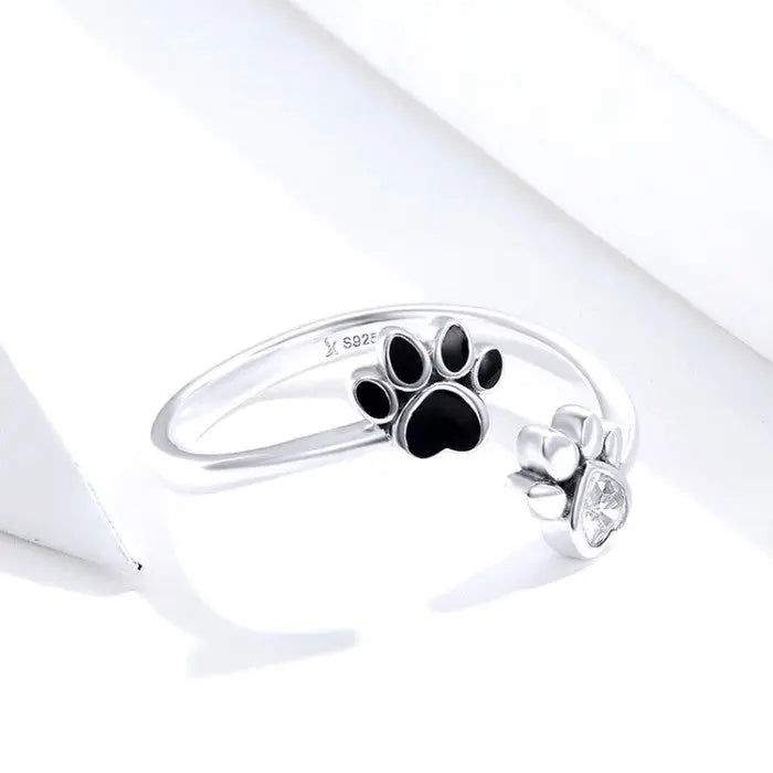 Bague Chat réglable à deux empreintes Vraiment-chat