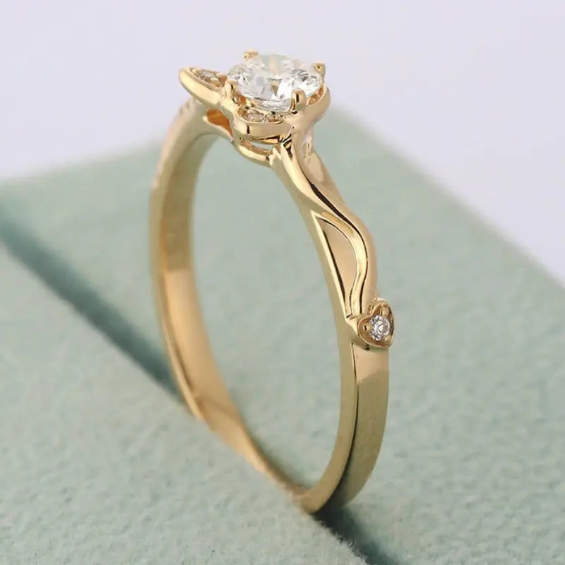 Bague Chat Dorée avec Pierre Taillée - Vraiment-chat