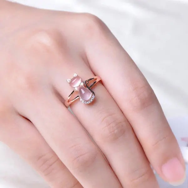 Bague Chat en Or Rose - Vraiment-chat