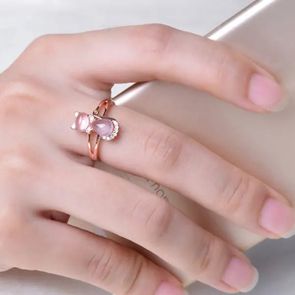 Bague Chat en Or Rose - Vraiment-chat