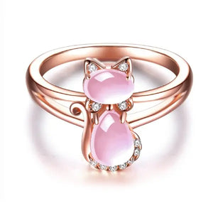 Bague Chat en Or Rose - Vraiment-chat