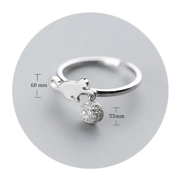 Bague Chat joueur (argent) - Vraiment-chat