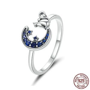Bague Chat et Lune Bleue - Vraiment-chat