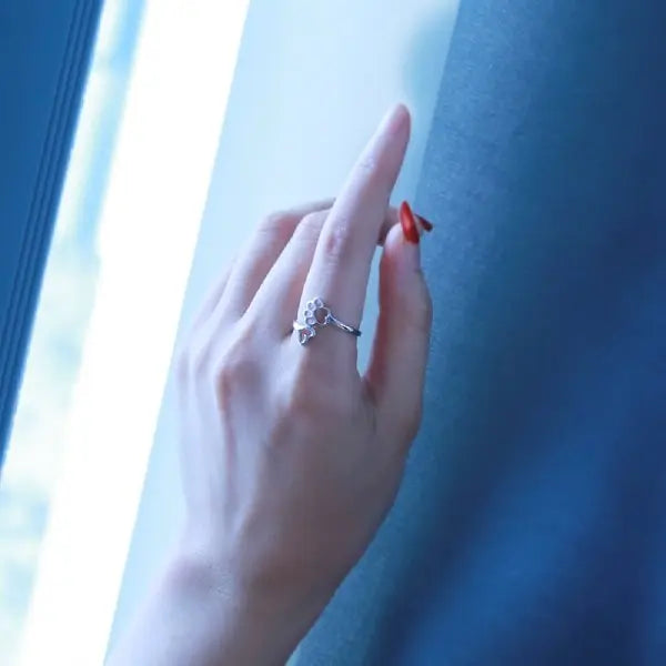 Bague Patte de Chat sur le Coeur (argent) - Vraiment-chat