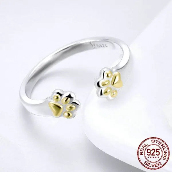 Bague Chat Pattes d'Or (Argent) - Vraiment-chat