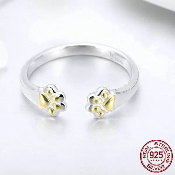 Bague Chat Pattes d'Or (Argent) - Vraiment-chat