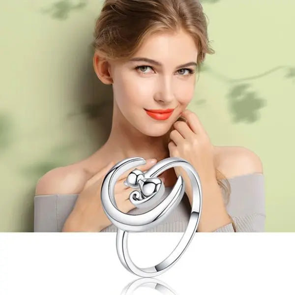 Bague Chat sur la Lune (Argent) - Vraiment-chat